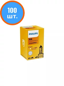 Галогенные автолампы H4 Vision комплект 100 шт 12342PRC1 Philips 208307009 купить за 24 777 ₽ в интернет-магазине Wildberries