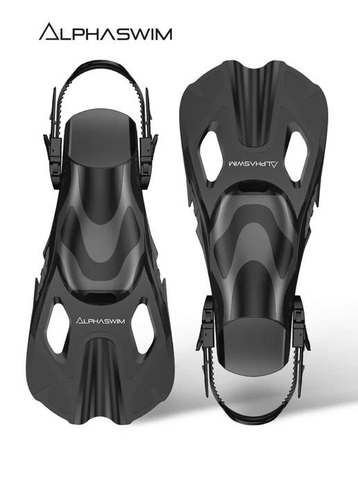 ALPHA SWIM ласты для плавания регулируемые для снорклинга, черный