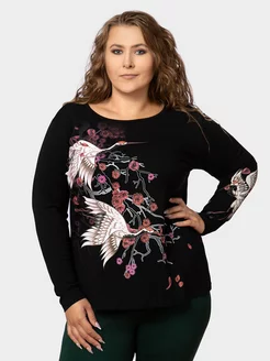 Лонгслив женский с принтом PLUS Size MF 208391397 купить за 990 ₽ в интернет-магазине Wildberries