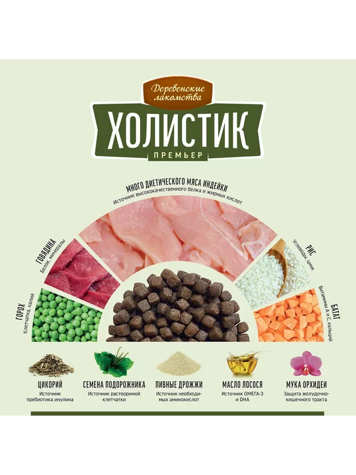 Сухой корм Деревенские лакомства Премьер для собак, мелкие, индейка, 7 кг, фото 3