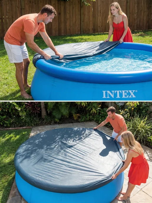 intex original Тент для бассейна, накидка, крышка, 244 см, Intex 28020, голубой, фото 4