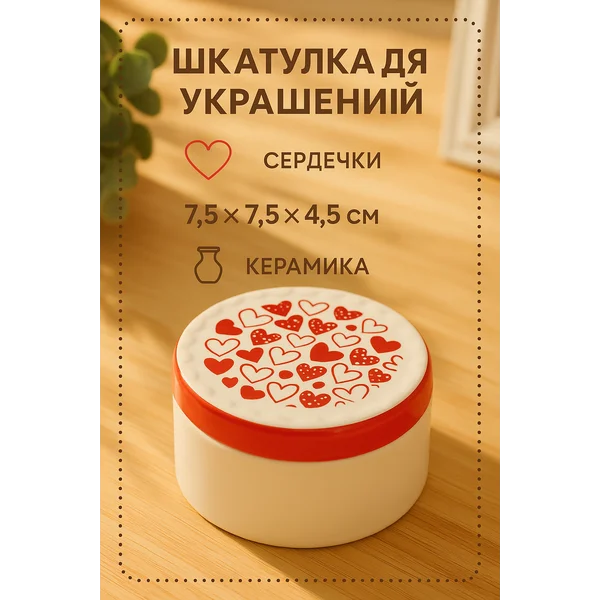 Шкатулка Сердечки 7,5х7,5х4,5 см