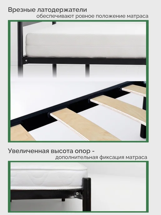 Квадрат Кровать двуспальная металлическая Мета 140х200 см, 160x200 см, фото 3