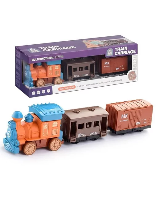 ESSA TOYS Игрушка поезд детский 40 см с вагонами со светом и звуком, зеленый, фото 6
