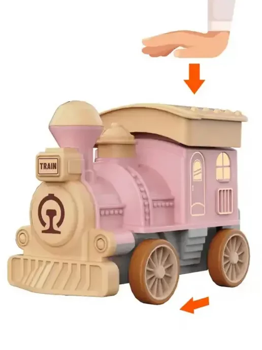 ESSA TOYS Игрушка поезд детский 40 см с вагонами со светом и звуком, зеленый, фото 8