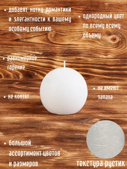 FeelGood Home Свечи белые круглые 3 шт, белый, фото 2