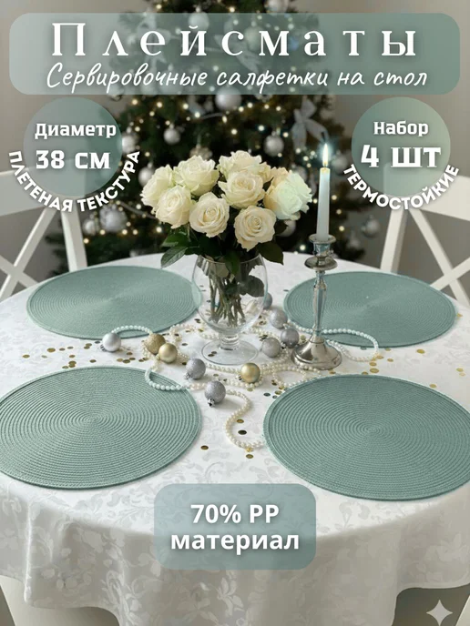 DELUX HOME Плейсматы на стол Сервировочные салфетки 4 шт, 4 шт