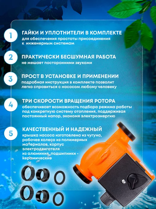 ВИХРЬ Циркуляционный насос для отопления ЦН-25-6 130 ПРОФ, вариант, фото 3