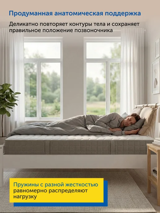 IKEA Ортопедический матрас 160х200 Харейд пружинный, жесткий, 160x200, фото 7