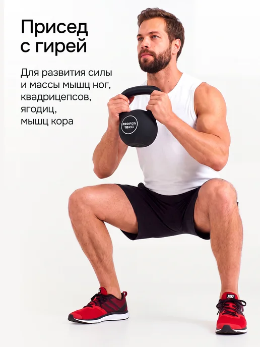 PROIRON Гиря 16 кг чугунная, неопреновая, 16 кг, фото 4