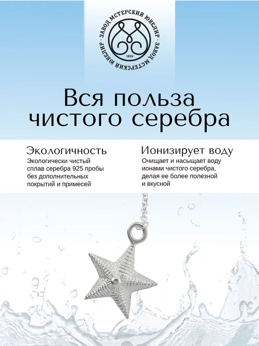 Мстерский ювелир Ионизатор воды серебро "Морская звезда", серебристый, фото 3