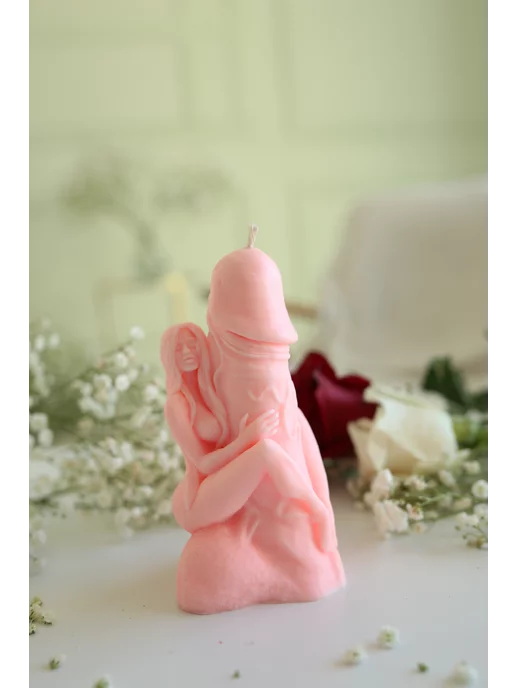 Micodecor Свеча Любовница, Лингам, фаллос, цвет белый, розовый, фото 3