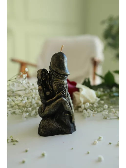 Micodecor Свеча Любовница, Лингам, фаллос, цвет белый, черный, фото 2