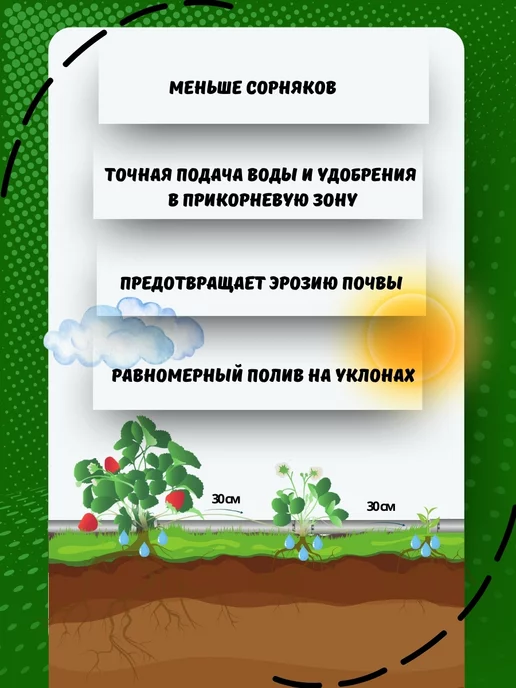 Росинка Капельный полив для теплиц и огорода от бочки на 60 метров, 60 м, фото 5