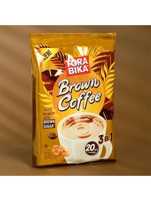 ToraBika Кофе 3в1 растворимый Brown Coffee, 2 пачки, коричневый, фото 2