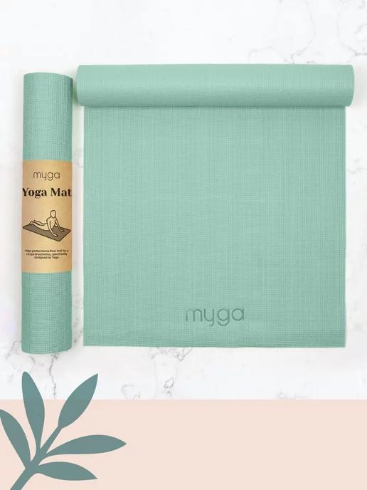 Myga Коврик для йоги и фитнеса нескользящий, зеленый, фото 3