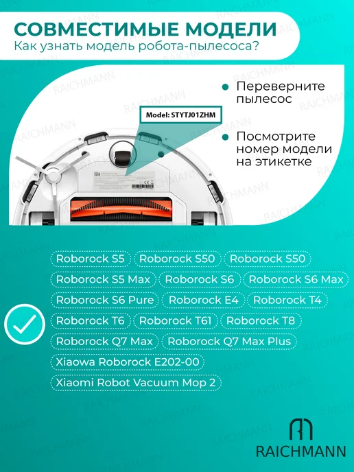 RAICHMANN Салфетки, тряпки МОП для робот-пылесоса Roborock S5, серый, фото 2