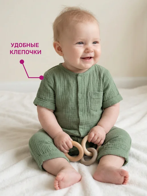 Kari baby Песочник для новорожденных муслиновый белый, белый, фото 2