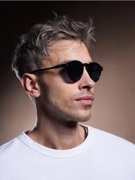 Zabologen Очки солнцезащитные мужские круглые UV400, черный, фото 6
