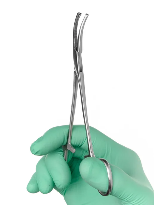 surgicon Зажим медицинский хирургический 1х2 зубый изогнутый 15 см, 1x2, фото 3