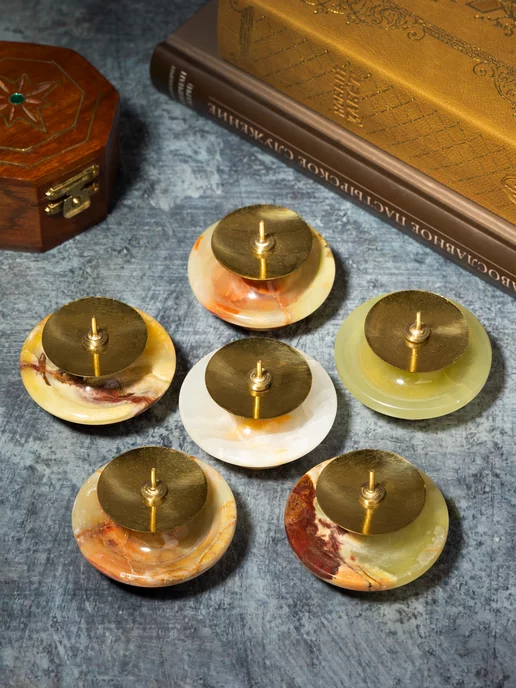 Летопись Подсвечник из оникса с иглой, 5х4 см - 6 шт, 5x4 см, 6 шт, фото 7