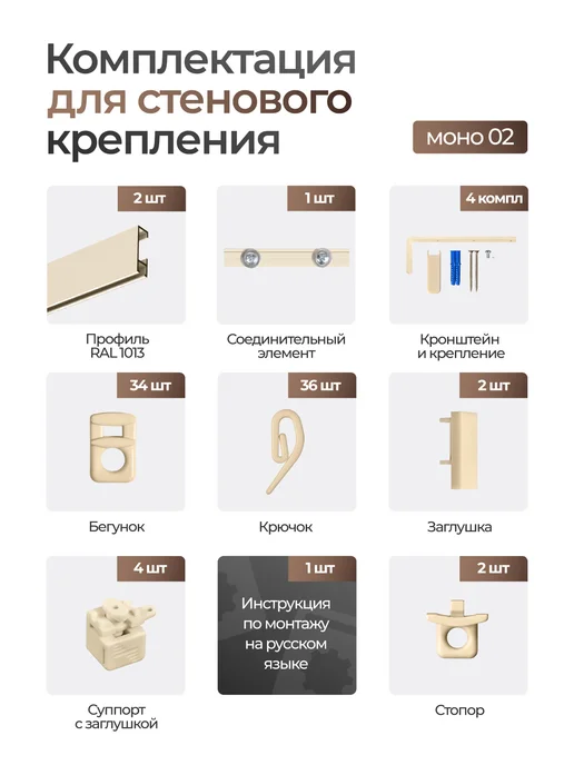 hamеleon Карниз настенный 220см однорядный из алюминия, желтый, фото 5