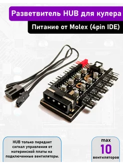 ХАБ разветвитель на 10 кулеров 4pin, 3pin, 2pin (Molex) CableKing 209187966 купить за 428 ₽ в интернет-магазине Wildberries