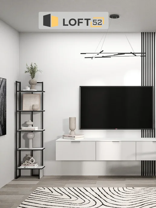 LOFT52 Стеллаж в стиле лофт угловой металлический деревянные полки, черный, фото 5