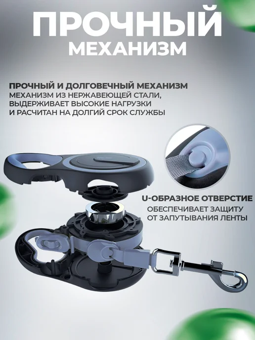 PopsMops Поводок для собак мелких и крупных до 50 кг рулетка, 50 кг, фото 3