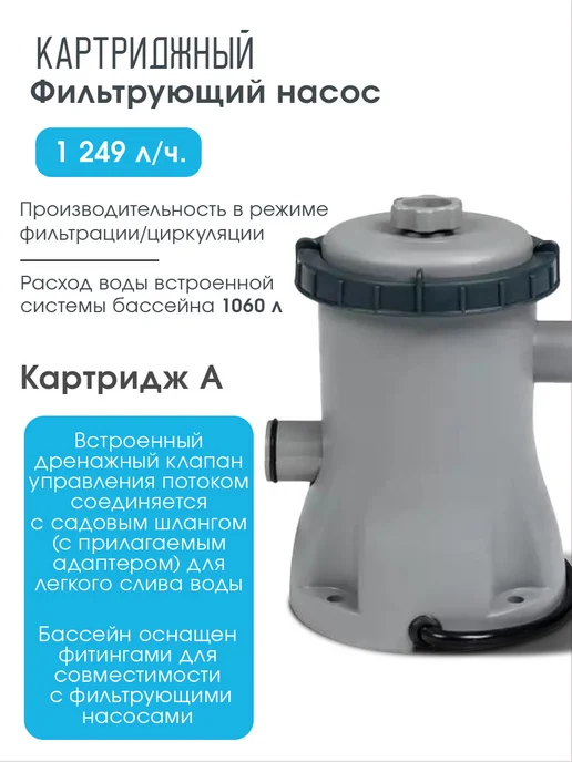 Bestway Каркасный бассейн 305х100 см с картриджным фильтром насосом, 305x100 см, фото 3