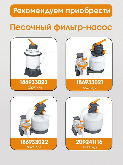 Bestway Каркасный бассейн 305х100 см с картриджным фильтром насосом, 305x100 см, фото 7