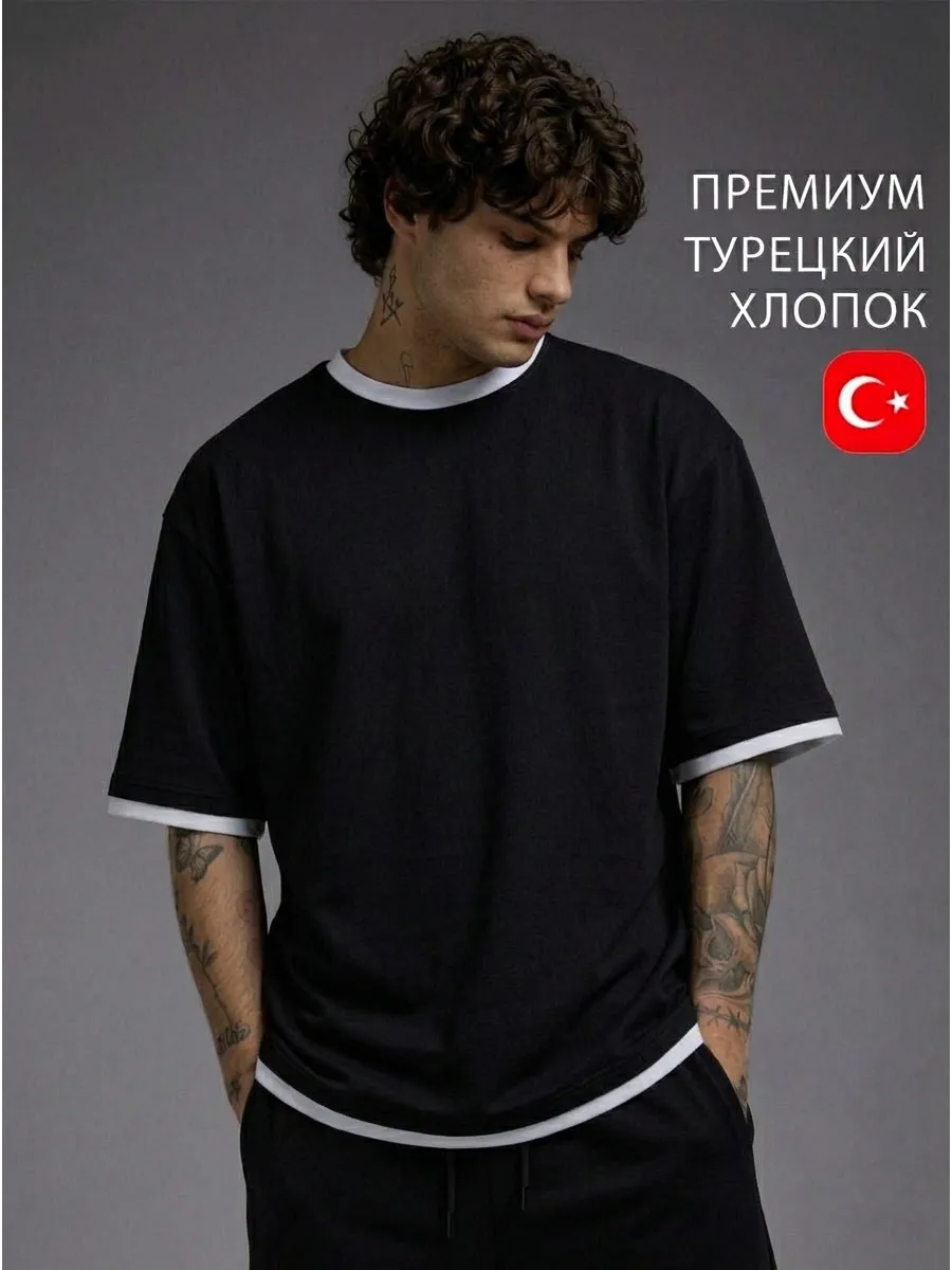 Футболка оверсайз базовая удлиненная TLITON.WEAR. Цвет черный.