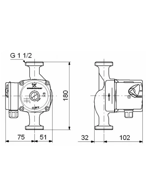 Grundfos Циркуляционный насос, для отопления UPS 25-40-180, вариант, фото 7