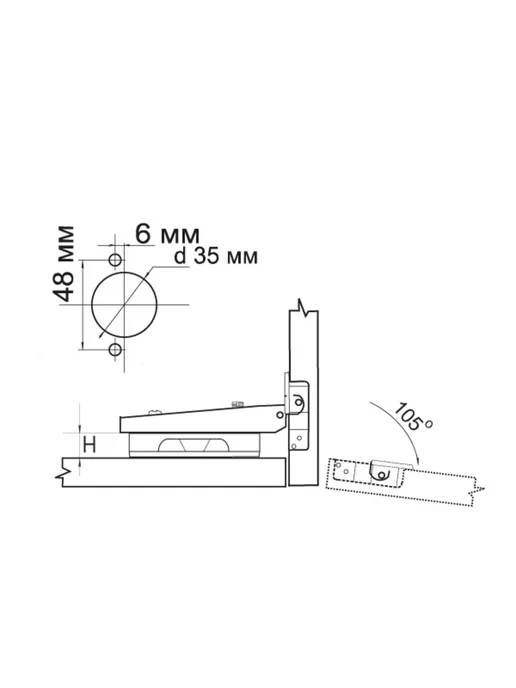 ME.FURN Петля накладная мебельная Slide-on с евровинтом - 6 шт, 6 шт, фото 3