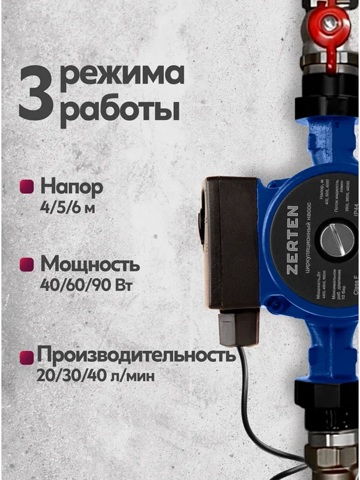 ZERTEN Насос циркуляционный для отопления CV-25 6, 6, фото 2