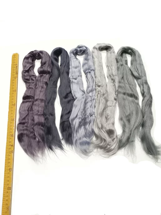 OrangeWool Вискоза для валяния набор, серый, 5 шт, фото 2