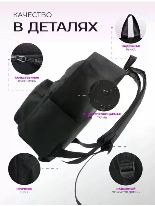 вариант Портфель школьный спортивный, черный, фото 7
