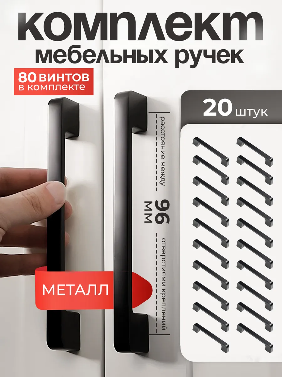 Ручки для мебели кухонного гарнитура черные 96 мм