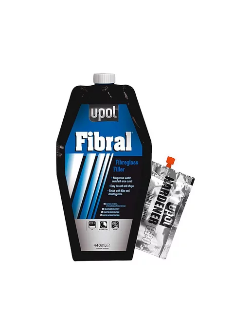 U-pol Шпатлевка стекловолоконная юпол FIB BM Fibral 440 мл, 440 мл, фото 2