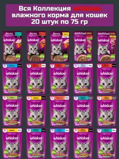 Коллекция Вискас влажного корма для кошек 75 г х 20 штук whiskas 209592921 купить за 705 ₽ в интернет-магазине Wildberries