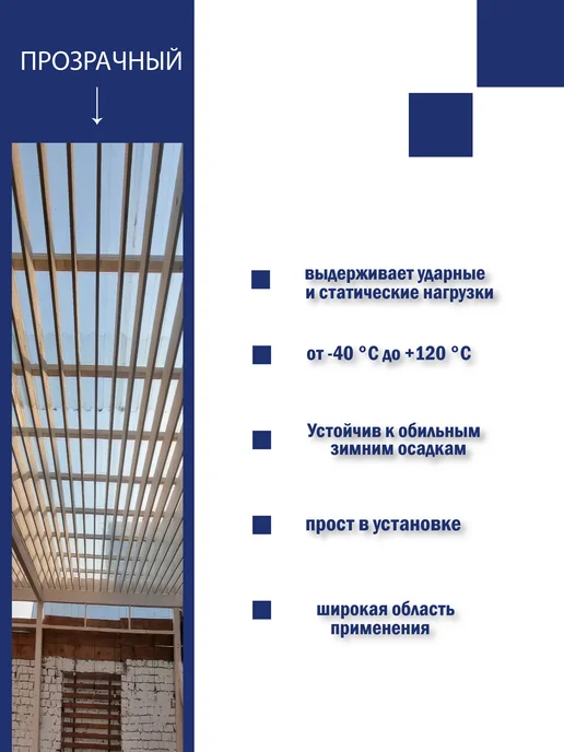 Пластилюкс Прозрачный пластиковый шифер С-21-У 0,8мм 1080х1000 мм, 3шт, 1080x1000 мм, 3 шт, фото 2