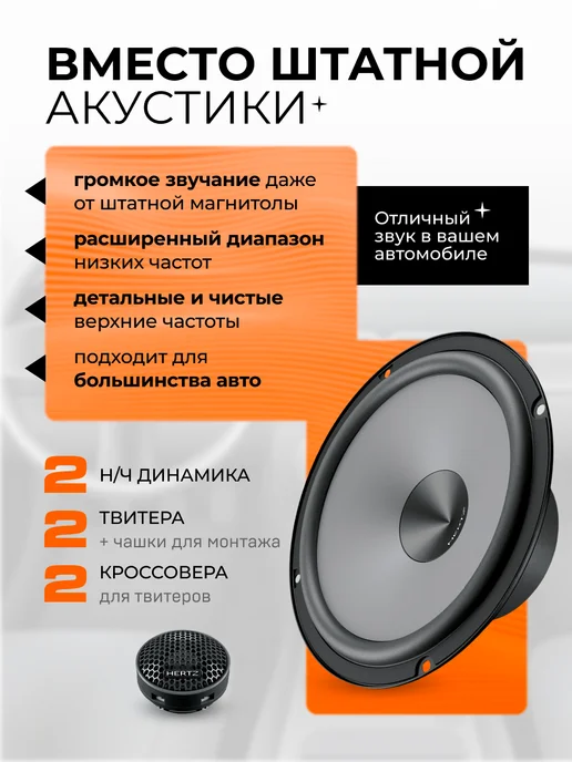 Hertz Колонки в машину компонентные Uno К 165 16.5 см, вариант, фото 2