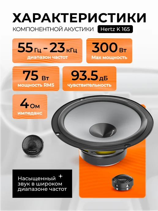 Hertz Колонки в машину компонентные Uno К 165 16.5 см, вариант, фото 3