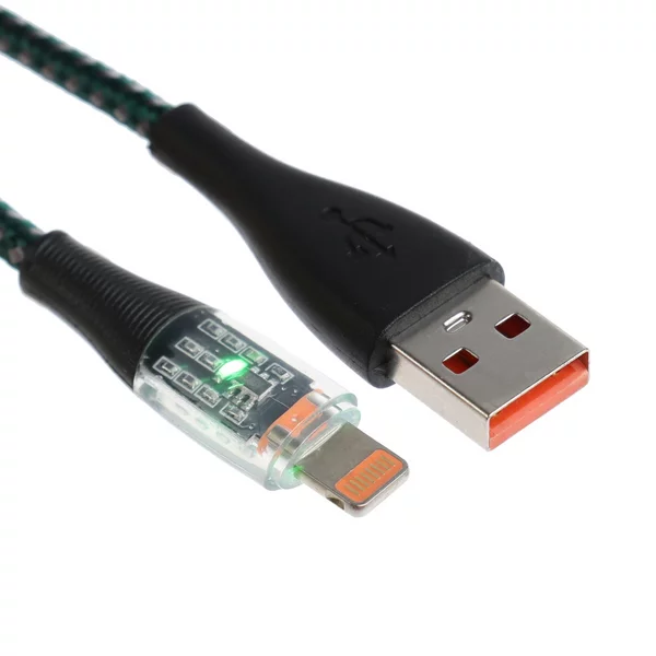 Кабель 2 А, Lightning — USB, прозрачный, 1 м