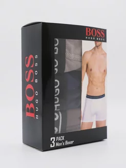 Мужские трусы боксеры комплект 3шт в подарочной коробке HUGO BOSS 209636545 купить за 1 021 ₽ в интернет-магазине Wildberries