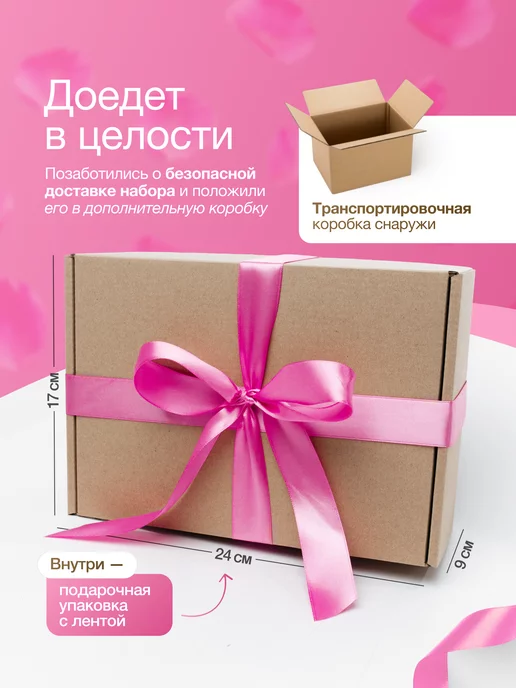 Подарок тут! Подарочный набор для женщин уходовой косметики бьюти бокс, розовый, фото 8