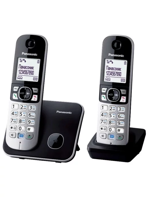 Panasonic Радиотелефон домашний DECT KX-TG6812RUB чёрный (2 трубки), черный, фото 7