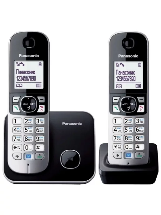 Panasonic Радиотелефон домашний DECT KX-TG6812RUB чёрный (2 трубки), черный, фото 8