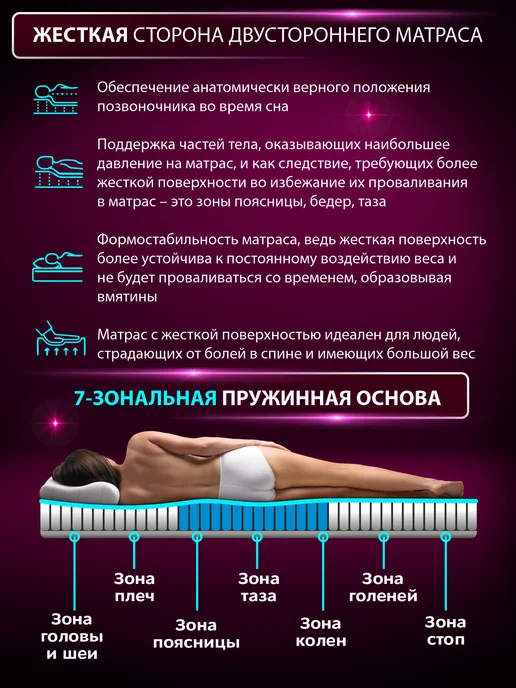 AMI Матрас 140х200 на кровать жесткий пружинный двухспальный, 140x200, фото 5