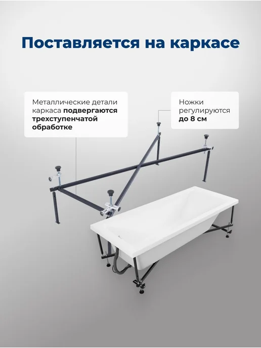 Aquanet Акриловая ванна Бриз 155x70 (с каркасом), 155x70, фото 7